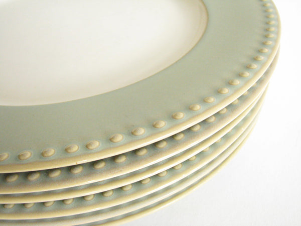 edgebrookhouse - Dansk Reactiv Sage Stoneware Dinner Plates with Beaded Trim - Set of 6
