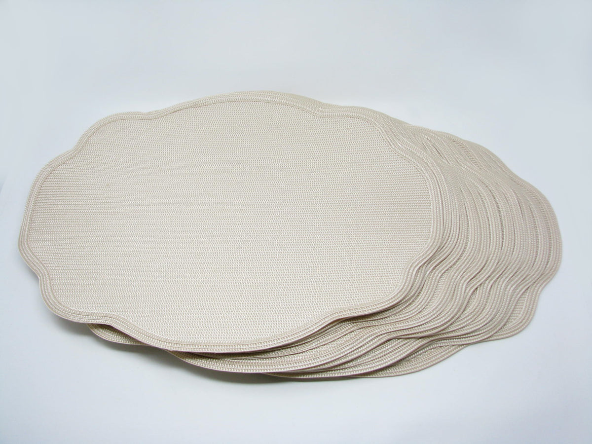 Deborah Rhodes New York Oblong Ivory Beige Braided Nylon Placemats 1