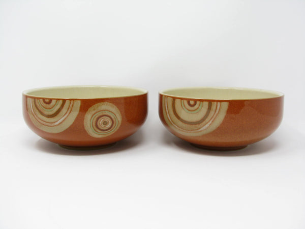 edgebrookhouse - Denby Fire Chilli Stoneware Bowls with Rust Tan Swirl Design - 2 Pieces
