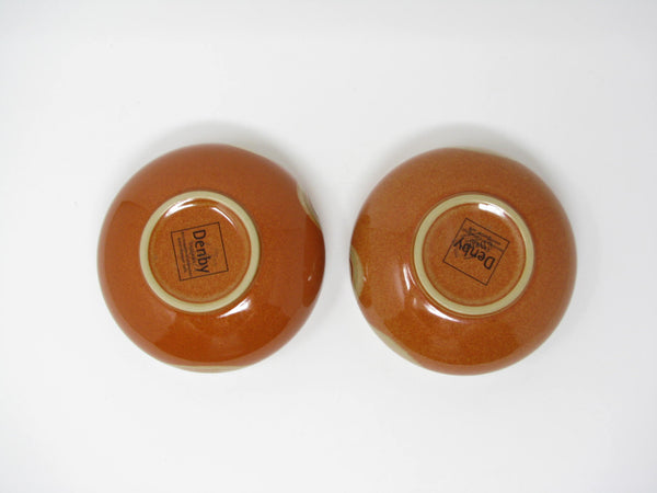edgebrookhouse - Denby Fire Chilli Stoneware Bowls with Rust Tan Swirl Design - 2 Pieces