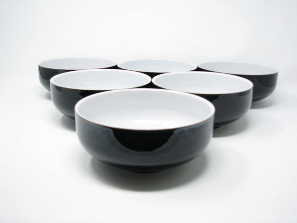 edgebrookhouse - Denby Jet Glossy Black and White Stoneware Bowls - 6 Pieces