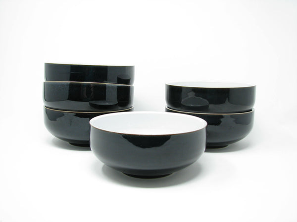 edgebrookhouse - Denby Jet Glossy Black and White Stoneware Bowls - 6 Pieces