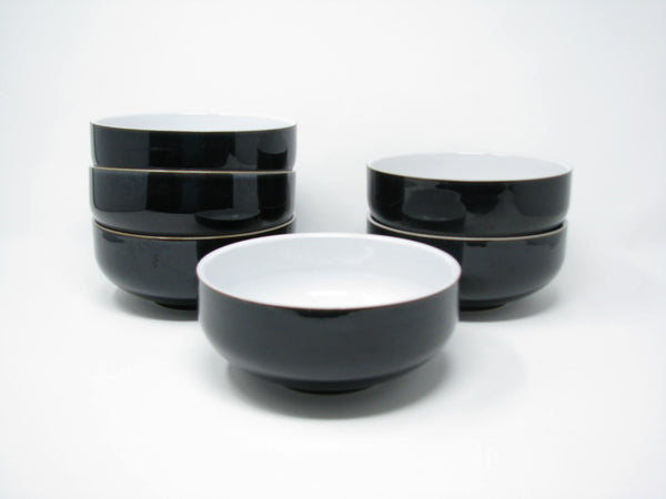 edgebrookhouse - Denby Jet Glossy Black and White Stoneware Bowls - 6 Pieces