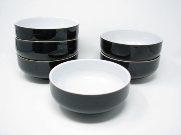 edgebrookhouse - Denby Jet Glossy Black and White Stoneware Bowls - 6 Pieces