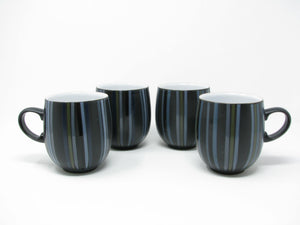 edgebrookhouse - Denby Jet Stripes Stoneware Mugs with Multicolor Stripe Design - 4 Pieces