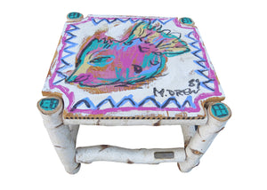 edgebrookhouse - Early Hearthwoods Custom Made Hand Painted Side or End Table - Folk Art Fish