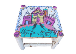 edgebrookhouse - Early Hearthwoods Custom Made Hand Painted Side or End Table - Folk Art Painted Houses