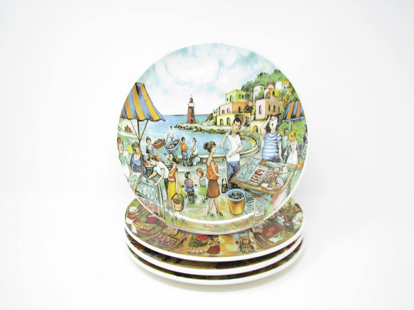 edgebrookhouse - Effetti D'Arte Ceramic Market Scenes Salad Plates - 4 Pieces