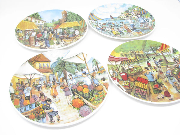 edgebrookhouse - Effetti D'Arte Ceramic Market Scenes Salad Plates - 4 Pieces