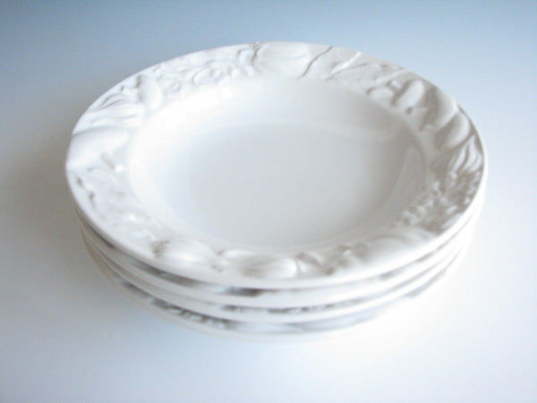 edgebrookhouse - Fapor Portugal White Ceramic Bowls with Embossed Vegetable Rims - Set of 4