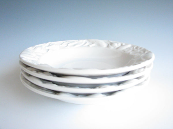 edgebrookhouse - Fapor Portugal White Ceramic Bowls with Embossed Vegetable Rims - Set of 4