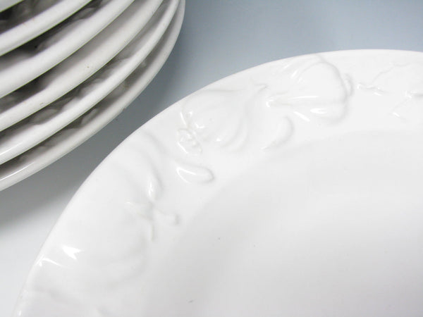 edgebrookhouse - Fapor Portugal White Ceramic Bowls with Embossed Vegetable Rims - 8 Pieces