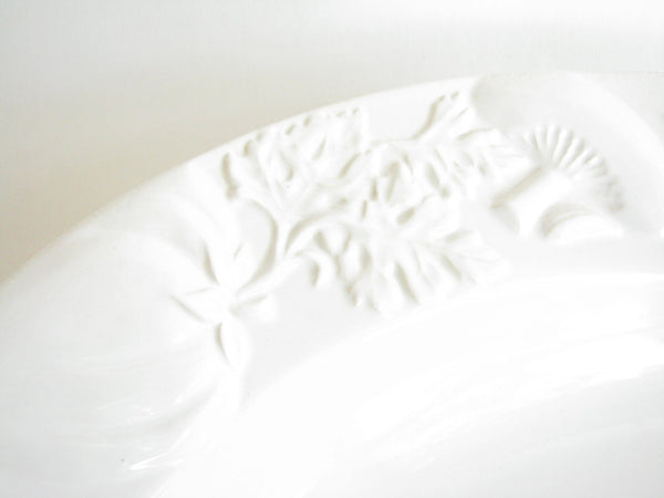 edgebrookhouse - Fapor Portugal White Ceramic Serving Bowl with Embossed Vegetable Rim
