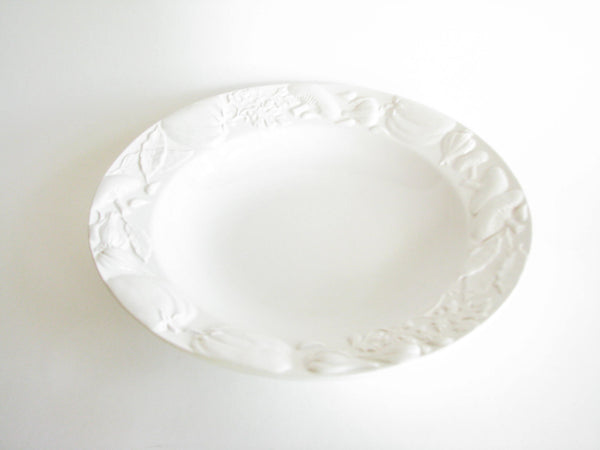 edgebrookhouse - Fapor Portugal White Ceramic Serving Bowl with Embossed Vegetable Rim