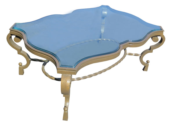 edgebrookhouse - French Art Deco Patinated Iron Coffee Table With Rope Twist in the Manner of Gilbert Poillerat Coffee Table, France, Circa 1942