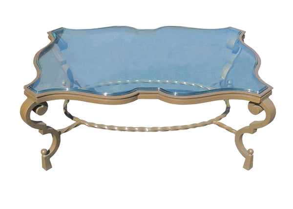 edgebrookhouse - French Art Deco Patinated Iron Coffee Table With Rope Twist in the Manner of Gilbert Poillerat Coffee Table, France, Circa 1942