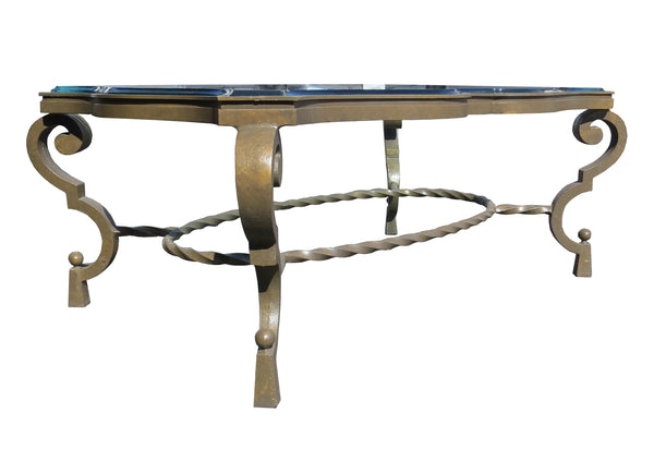edgebrookhouse - French Art Deco Patinated Iron Coffee Table With Rope Twist in the Manner of Gilbert Poillerat Coffee Table, France, Circa 1942