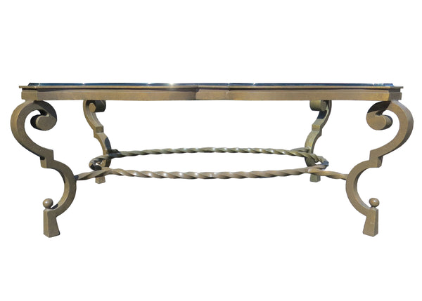 edgebrookhouse - French Art Deco Patinated Iron Coffee Table With Rope Twist in the Manner of Gilbert Poillerat Coffee Table, France, Circa 1942