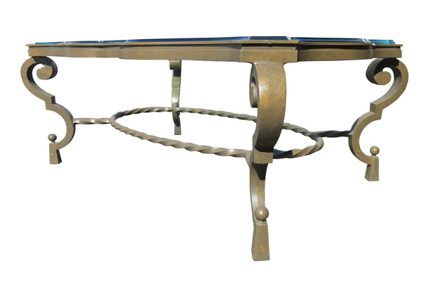 edgebrookhouse - French Art Deco Patinated Iron Coffee Table With Rope Twist in the Manner of Gilbert Poillerat Coffee Table, France, Circa 1942