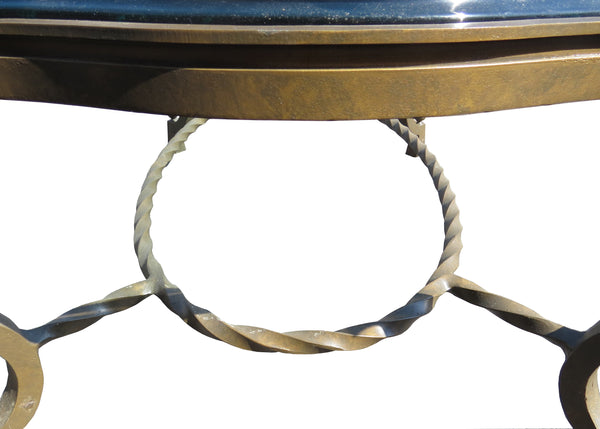 edgebrookhouse - French Art Deco Patinated Iron Coffee Table With Rope Twist in the Manner of Gilbert Poillerat Coffee Table, France, Circa 1942