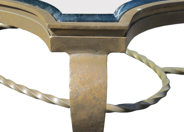 edgebrookhouse - French Art Deco Patinated Iron Coffee Table With Rope Twist in the Manner of Gilbert Poillerat Coffee Table, France, Circa 1942