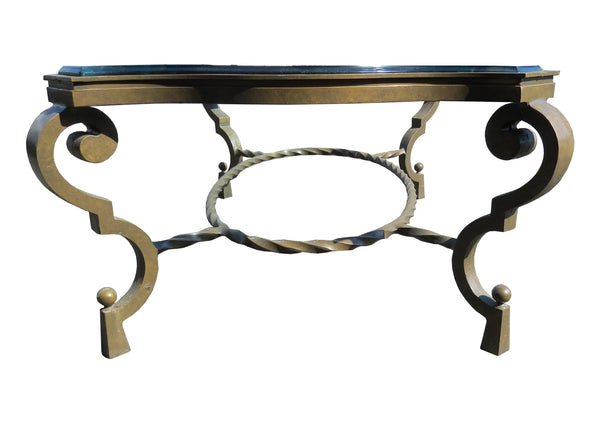 edgebrookhouse - French Art Deco Patinated Iron Coffee Table With Rope Twist in the Manner of Gilbert Poillerat Coffee Table, France, Circa 1942