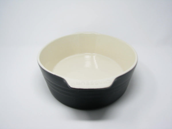 edgebrookhouse - French Chasseur Large Matte Black and Ivory Ceramic Casserole Dish