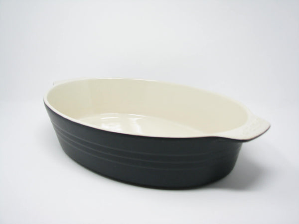 edgebrookhouse - French Chasseur Large Matte Black and Ivory Ceramic Casserole Dish