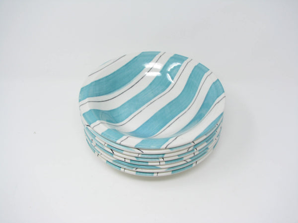 edgebrookhouse - Grindley England Pinstripe Aqua Turquoise and White Ironstone Bowls - 8 Pieces