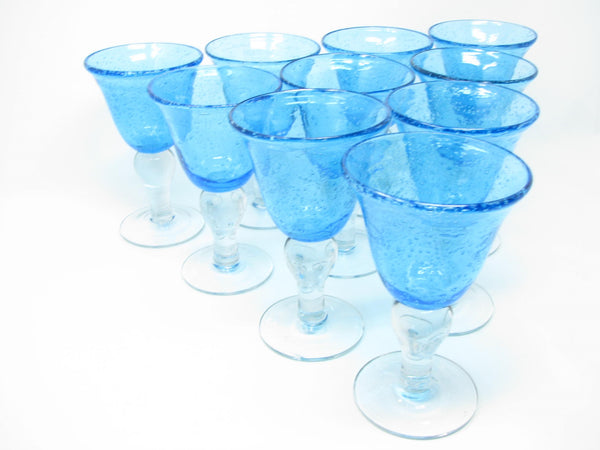 edgebrookhouse - Hand Blown Iris Aqua Turquoise Bubble Glass Wine Goblets by Artland - 10 Pieces