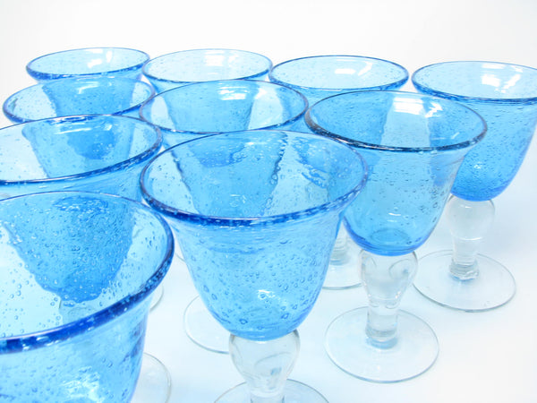 edgebrookhouse - Hand Blown Iris Aqua Turquoise Bubble Glass Wine Goblets by Artland - 10 Pieces