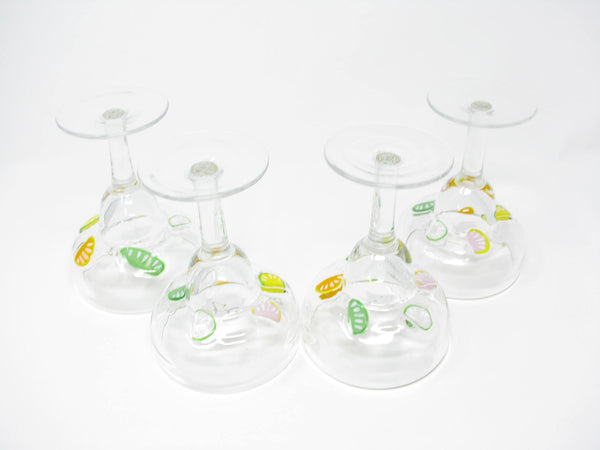 edgebrookhouse - Hand Blown Margarita Glasses with Citrus Lemon Lime Orange Slice Design - 4 Pieces