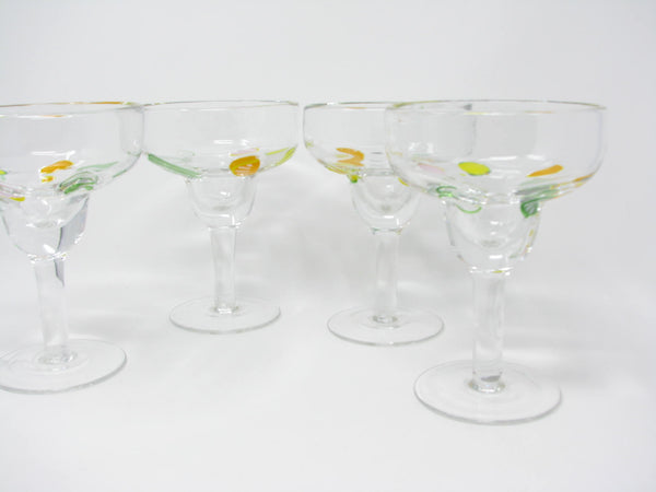 edgebrookhouse - Hand Blown Margarita Glasses with Citrus Lemon Lime Orange Slice Design - 4 Pieces