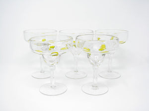 edgebrookhouse - Hand Blown Margarita Glasses with Lime Design - Set of 5