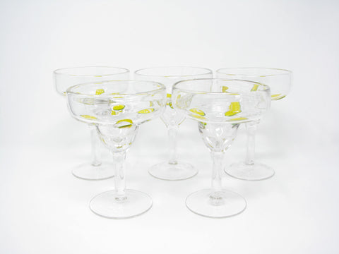 edgebrookhouse - Hand Blown Margarita Glasses with Lime Design - Set of 5