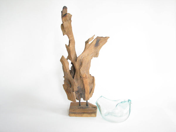 edgebrookhouse - Hand Crafted Teak Driftwood & Blown Glass Sculpture or Terrarium B