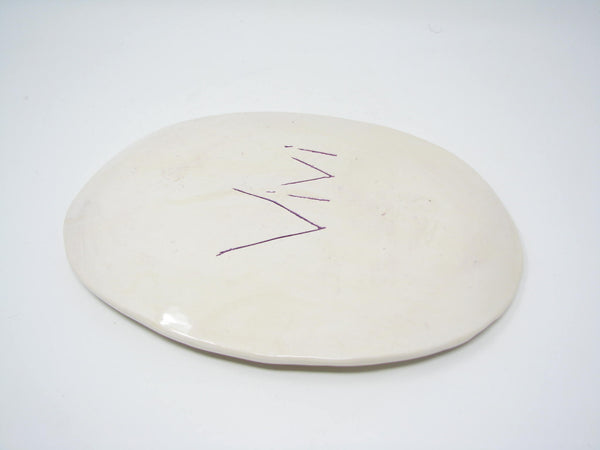edgebrookhouse - Handcrafted Pottery Decorative Plate or Trinket Dish with Herb Dill Wildflower Design by ViVi