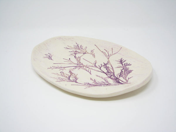 edgebrookhouse - Handcrafted Pottery Decorative Plate or Trinket Dish with Herb Dill Wildflower Design by ViVi