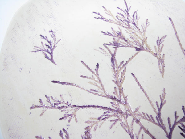 edgebrookhouse - Handcrafted Pottery Decorative Plate or Trinket Dish with Herb Dill Wildflower Design by ViVi