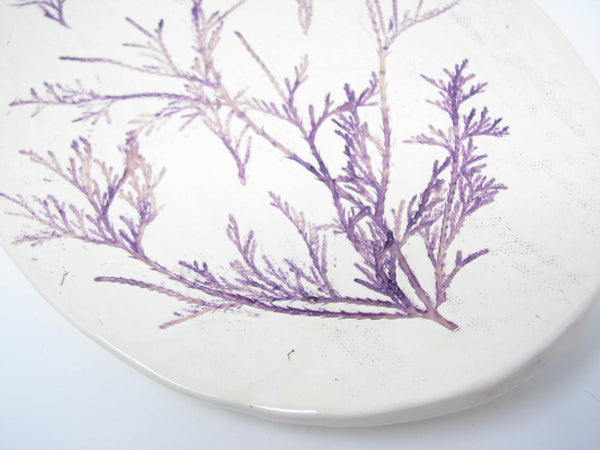 edgebrookhouse - Handcrafted Pottery Decorative Plate or Trinket Dish with Herb Dill Wildflower Design by ViVi