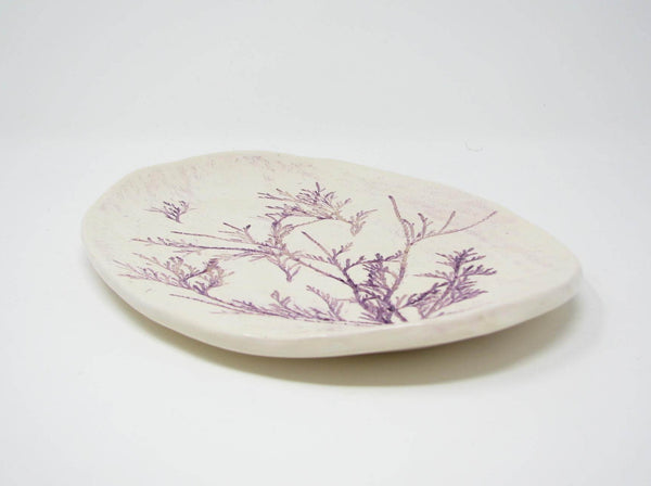edgebrookhouse - Handcrafted Pottery Decorative Plate or Trinket Dish with Herb Dill Wildflower Design by ViVi