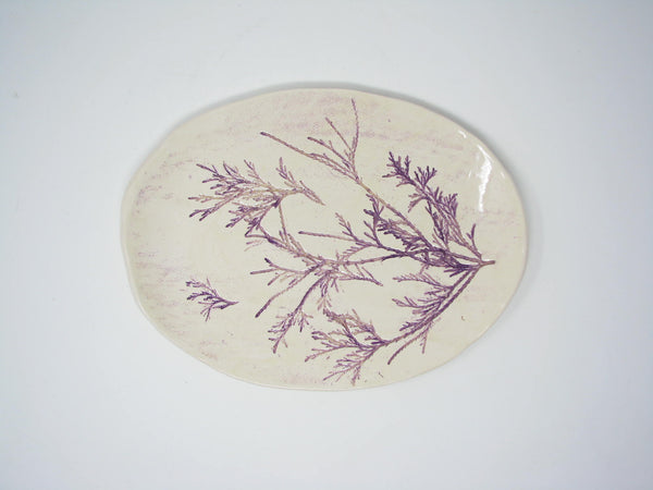 edgebrookhouse - Handcrafted Pottery Decorative Plate or Trinket Dish with Herb Dill Wildflower Design by ViVi