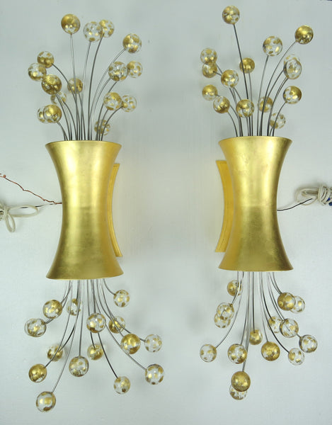 edgebrookhouse - Hollywood Regency 24k Gold Leaf "Pop" Sconces Designed by Fisher Weisman for Boyd Lighting - a Pair
