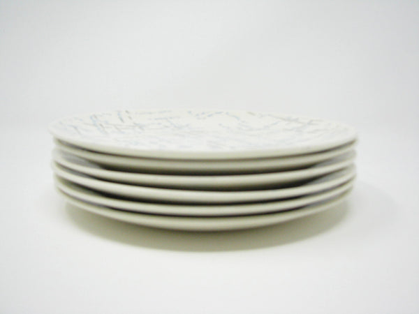 edgebrookhouse - Homer Laughlin Blue and Gray Hatch Salad Plates - Set of 6
