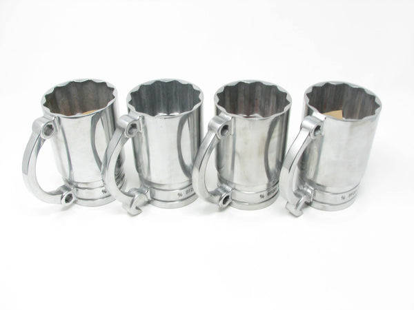 edgebrookhouse - Vintage Snap-On Cast Aluminum Mugs Flankards in Style of Socket Wrench - Set of 4