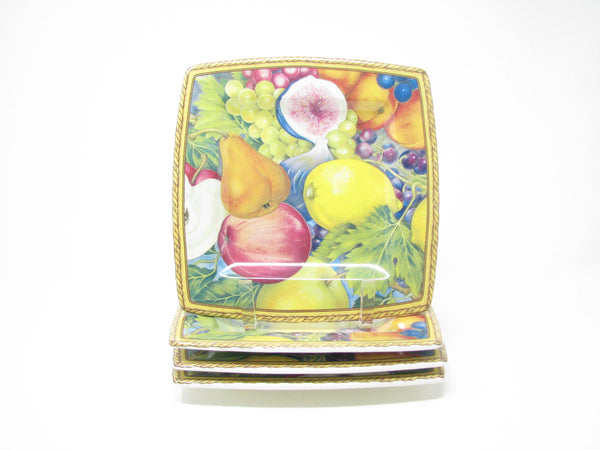 edgebrookhouse - Italian Ceramics Company Bali Square Salad Plates with Fruit Design - Set of 4