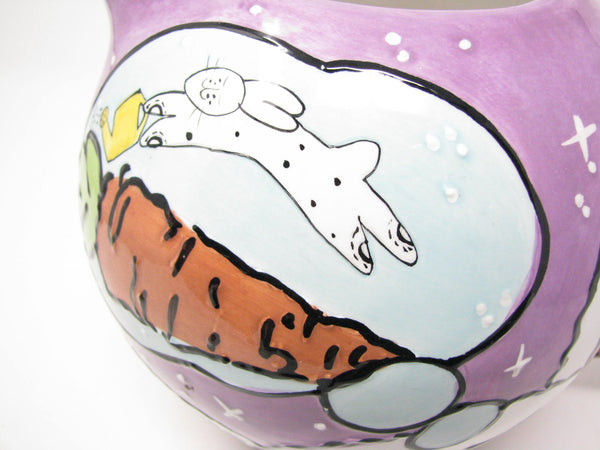 edgebrookhouse - Joanne DeLomba for Lotus Ceramic Pitcher Featuring Rabbits & Carrots