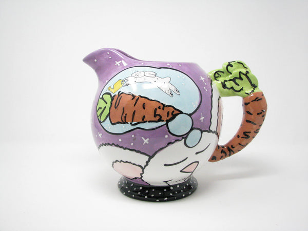 edgebrookhouse - Joanne DeLomba for Lotus Ceramic Pitcher Featuring Rabbits & Carrots