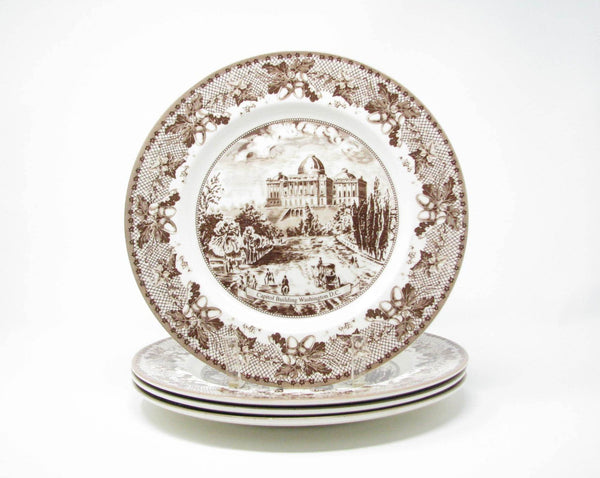 edgebrookhouse - Johnson Brothers Historic America Brown II Dinner Plates with Capitol Building, Washington DC Design - Set of 4
