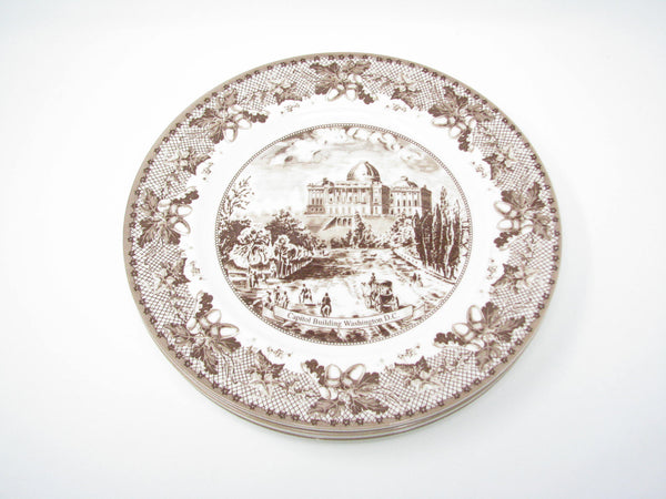 edgebrookhouse - Johnson Brothers Historic America Brown II Dinner Plates with Capitol Building, Washington DC Design - Set of 4